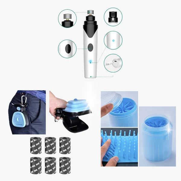 HKM-6726077 Dog Sanitary Care Set: Nail Grinder, Paw Grooming Kit, Toilet, Foot Washer, Garbage Bags