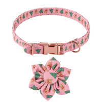 HKM-6726205 Sunflower Pattern Holiday Dog Collar with Hair Accessory