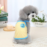 HKM-6726589 Casual Two-Legged Dog Clothes for Spring and Summer in Black, Yellow, and Red Grid Patterns