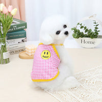 HKM-6726589 Casual Two-Legged Dog Clothes for Spring and Summer in Black, Yellow, and Red Grid Patterns