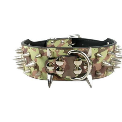 HKM-672659 Spiked Leather Dog Collar with Adjustable Fit for Large Breeds