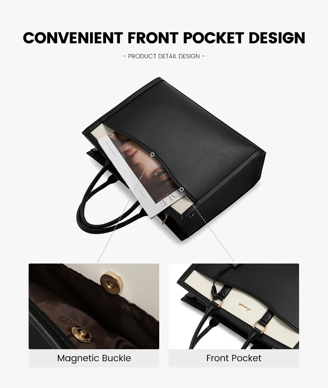 HKM-672659 Women's Waterproof Leather Laptop Tote Bag with Customizable Design for Business Use