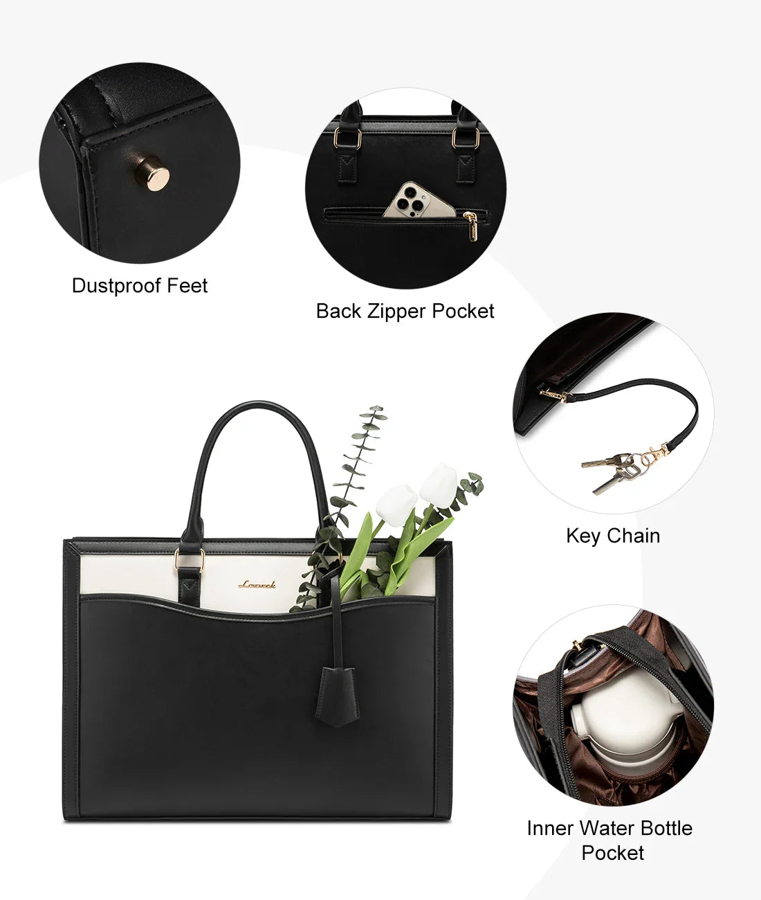 HKM-672659 Women's Waterproof Leather Laptop Tote Bag with Customizable Design for Business Use