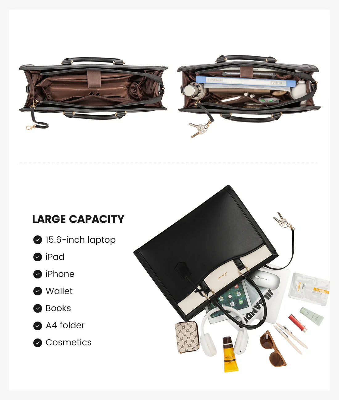 HKM-672659 Women's Waterproof Leather Laptop Tote Bag with Customizable Design for Business Use