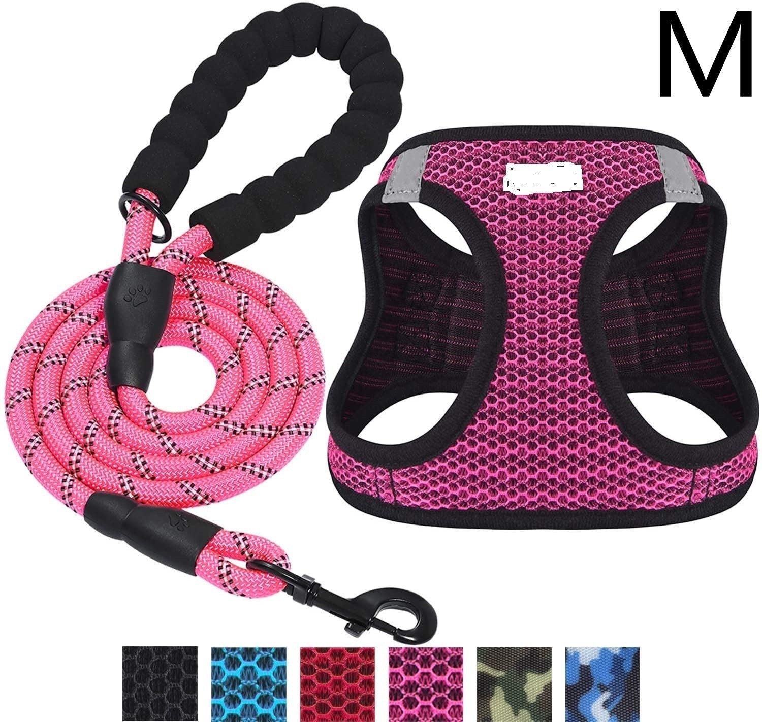 HKM-6727485 Reflective Nylon Dog Leash with Traction Belt and Chest Strap Design
