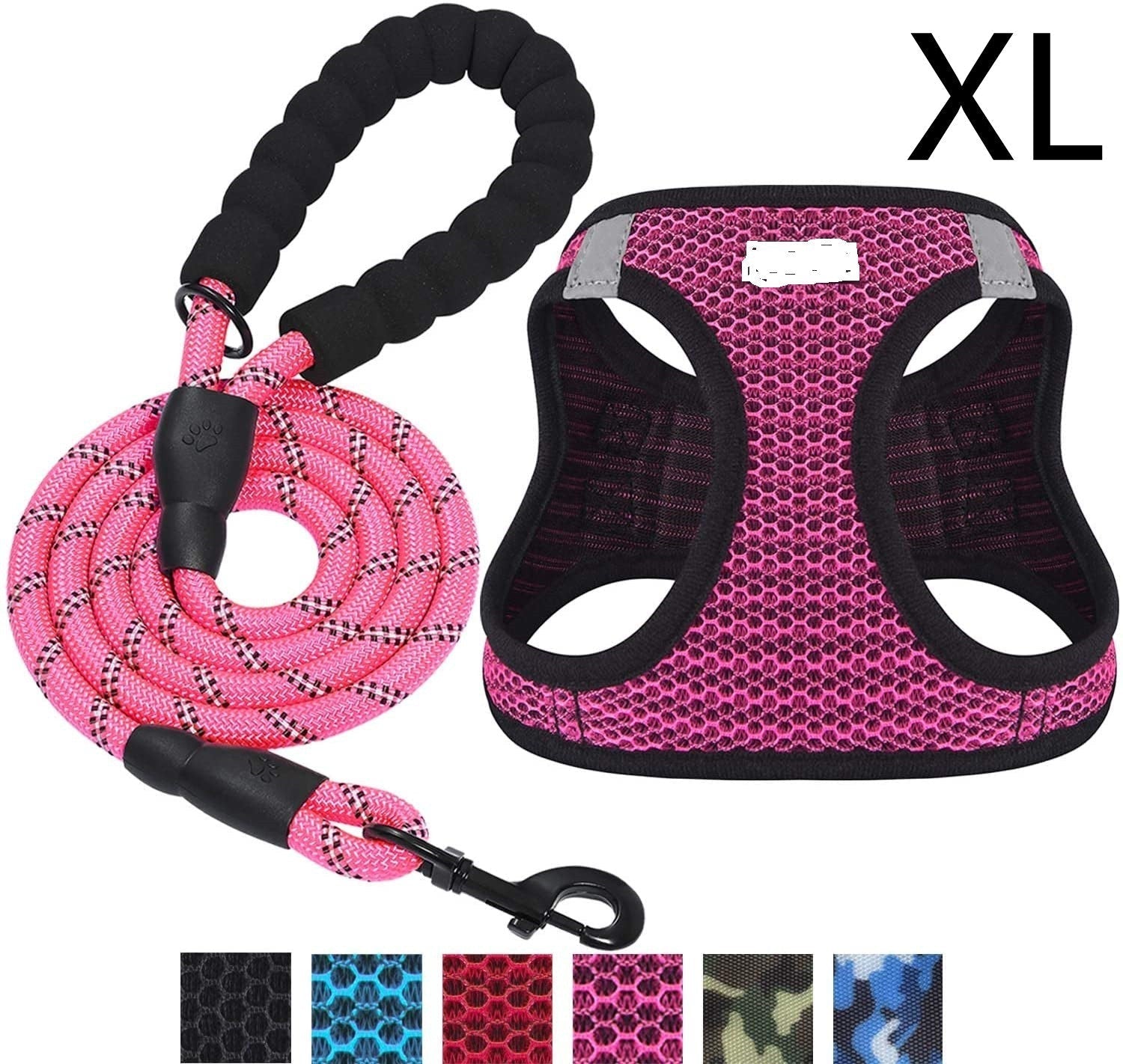 HKM-6727485 Reflective Nylon Dog Leash with Traction Belt and Chest Strap Design