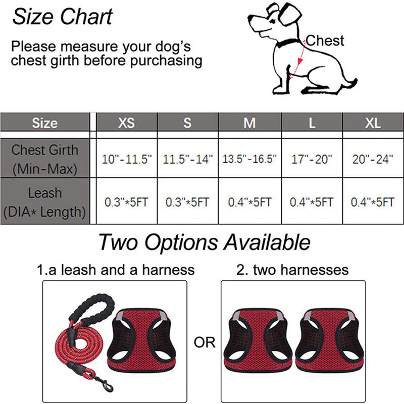 HKM-6727485 Reflective Nylon Dog Leash with Traction Belt and Chest Strap Design