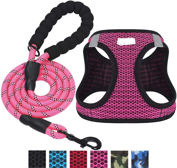 HKM-6727485 Reflective Nylon Dog Leash with Traction Belt and Chest Strap Design