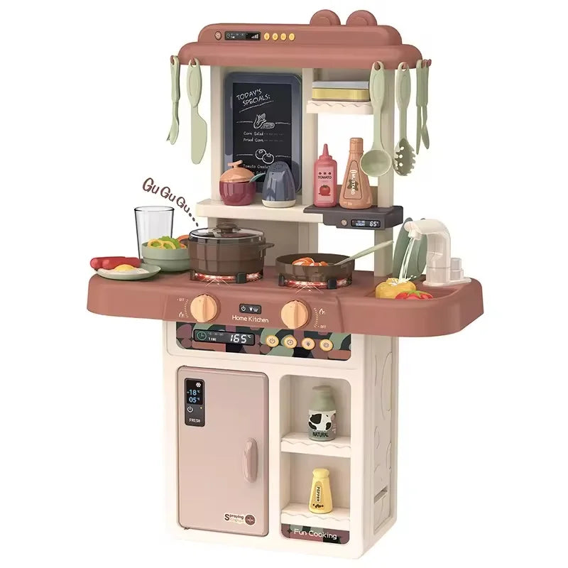 HKM-672787 63Cm Plastic Kitchen Play Set with 36 Food Toys and Light for Kids