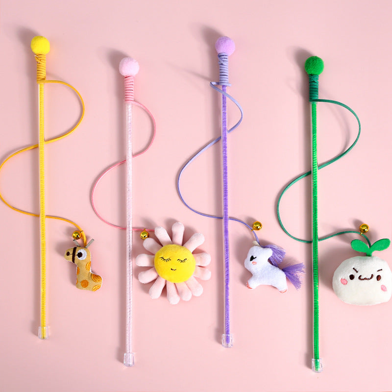 HKM-6729021 Interactive Plush Cat Teaser Toy with Bell and Sound - Various Fun Designs