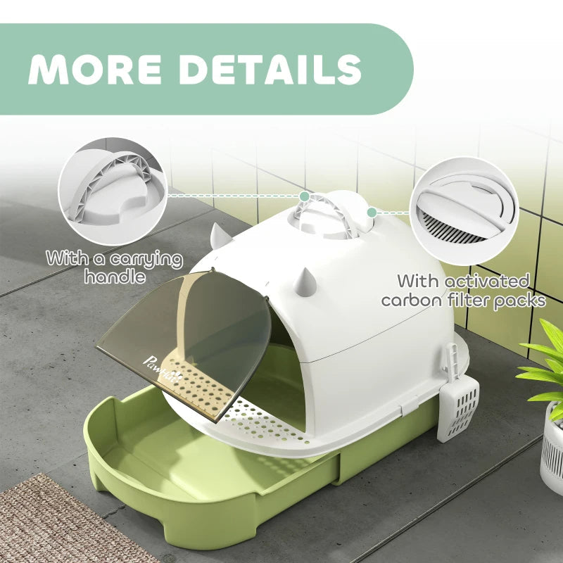 HKM-6729661 Covered Cat Litter Box with Scoop and Deodorizing Bags for Odor Control and Easy Cleaning
