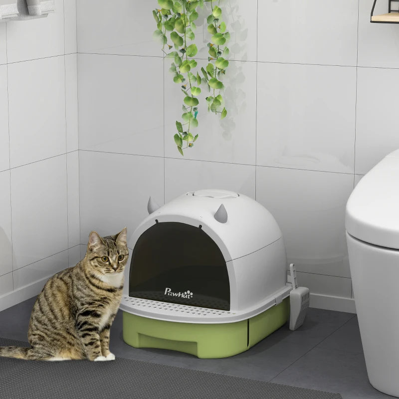 HKM-6729661 Covered Cat Litter Box with Scoop and Deodorizing Bags for Odor Control and Easy Cleaning