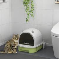 HKM-6729661 Covered Cat Litter Box with Scoop and Deodorizing Bags for Odor Control and Easy Cleaning