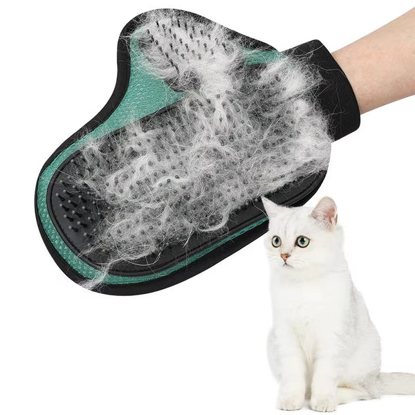 HKM-6729789 Pet Grooming Glove for Bathing and Massage, Silicone Hair Removal Tool for Dogs and Cats