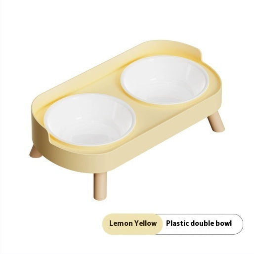 HKM-6730173 Double Bowl Stainless Steel and Ceramic Feeding Station for Cats - Available in Multiple Colors
