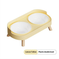 HKM-6730173 Double Bowl Stainless Steel and Ceramic Feeding Station for Cats - Available in Multiple Colors