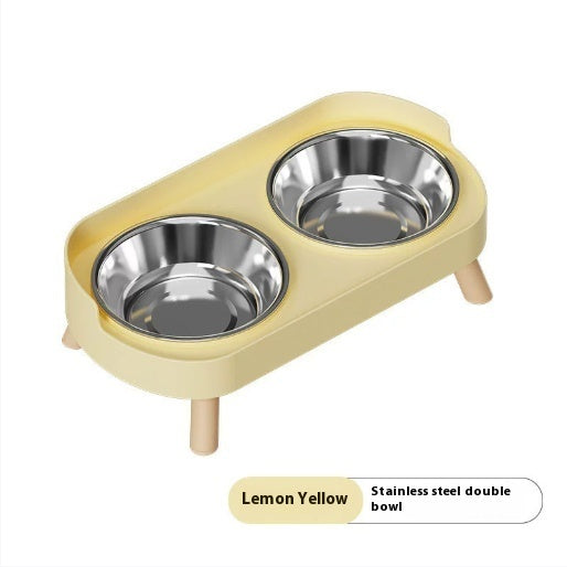 HKM-6730173 Double Bowl Stainless Steel and Ceramic Feeding Station for Cats - Available in Multiple Colors