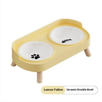 HKM-6730173 Double Bowl Stainless Steel and Ceramic Feeding Station for Cats - Available in Multiple Colors