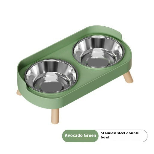 HKM-6730173 Double Bowl Stainless Steel and Ceramic Feeding Station for Cats - Available in Multiple Colors