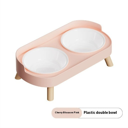 HKM-6730173 Double Bowl Stainless Steel and Ceramic Feeding Station for Cats - Available in Multiple Colors