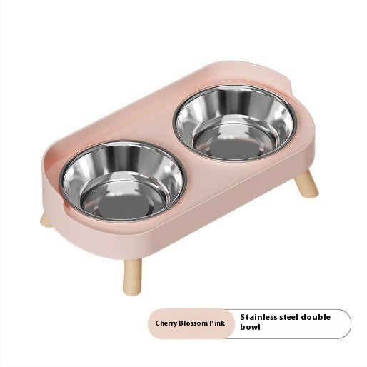 HKM-6730173 Double Bowl Stainless Steel and Ceramic Feeding Station for Cats - Available in Multiple Colors