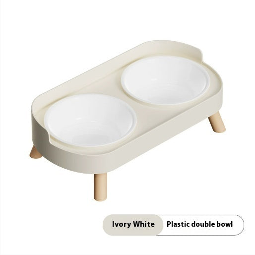 HKM-6730173 Double Bowl Stainless Steel and Ceramic Feeding Station for Cats - Available in Multiple Colors
