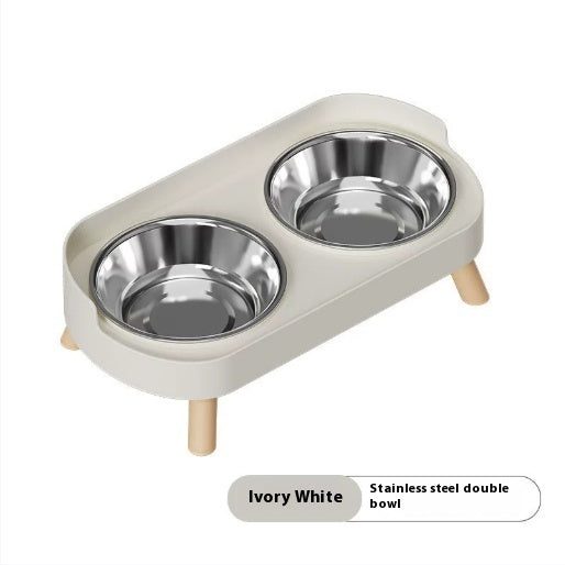 HKM-6730173 Double Bowl Stainless Steel and Ceramic Feeding Station for Cats - Available in Multiple Colors