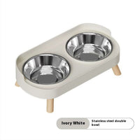 HKM-6730173 Double Bowl Stainless Steel and Ceramic Feeding Station for Cats - Available in Multiple Colors