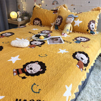 HKM-673107 Sunflower Cartoon Animation Three-Piece Bed Cover Set with Pillowcases for 1.2/1.5m and 1.8/2.0m Beds