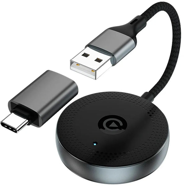 HKM-673171 Wired to Wireless Type C Adapter for Android Auto and CarPlay - Mini USB C 2 in 1 Solution