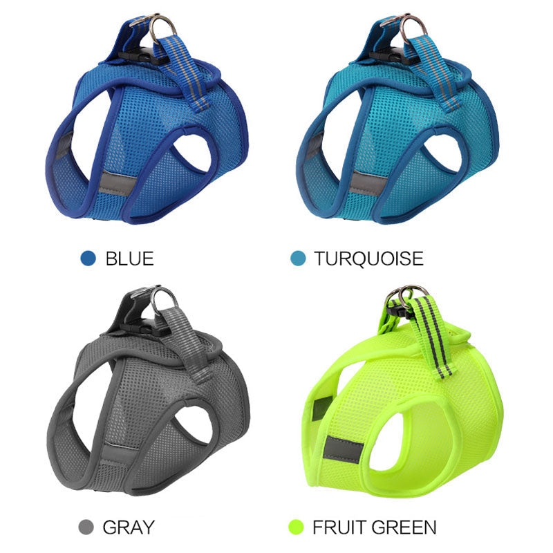 HKM-6733245 Comfortable Anti-Strike Cat Harness for Easy Outdoor Walks - Available in Blue, Turquoise Green, Silver Gray, and Fruit Green
