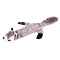 HKM-6733629 Plush Animal Pet Toy with Squeaker - Corduroy Black Squirrel, Raccoon, Rabbit, Wolf, Tiger, Leopard, Lion