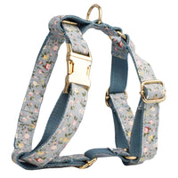 HKM-6733757 Blue Floral Dog Collar and Leash Set with Bow and Accessories for Pet Accessories