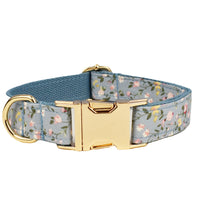 HKM-6733757 Blue Floral Dog Collar and Leash Set with Bow and Accessories for Pet Accessories