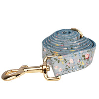 HKM-6733757 Blue Floral Dog Collar and Leash Set with Bow and Accessories for Pet Accessories