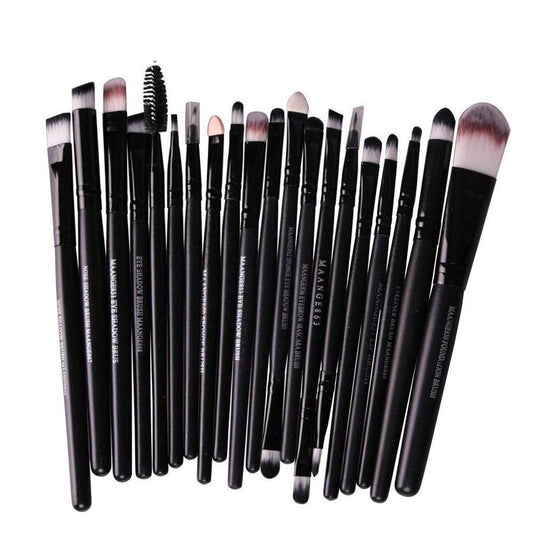 HKM-673491 20-Piece Eye Makeup Brush Set with Wooden Handles and Corrugated Silk Nylon Hair