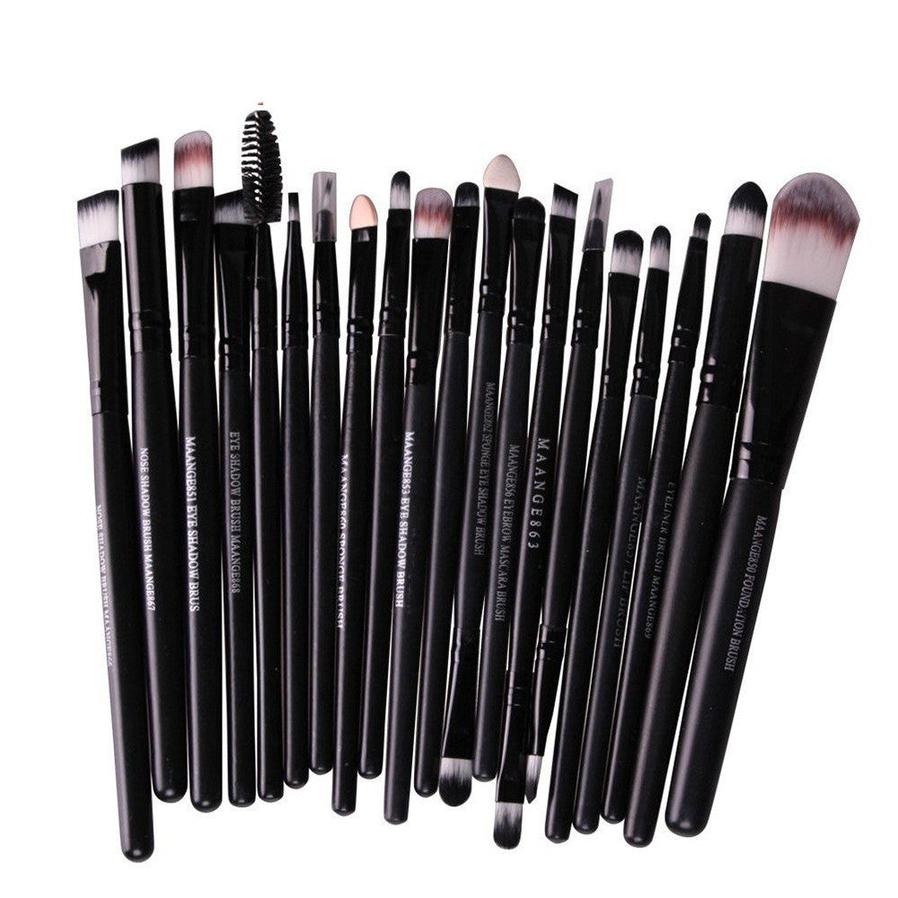 HKM-673491 20-Piece Eye Makeup Brush Set with Wooden Handles and Corrugated Silk Nylon Hair