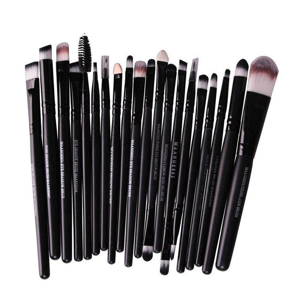 HKM-673491 20-Piece Eye Makeup Brush Set with Wooden Handles and Corrugated Silk Nylon Hair