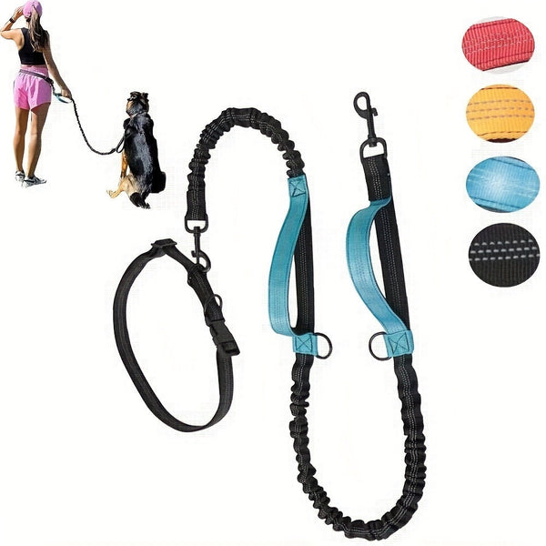 HKM-6735421 Hands-Free Dog Leash with Adjustable Waist Belt for Active Walking and Running