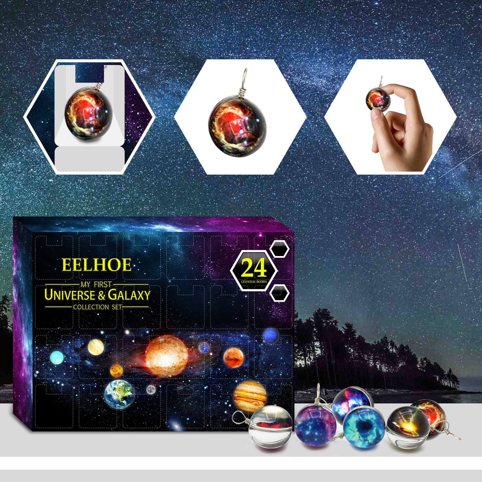 HKM-673555 Planet Blind Box Toy - 24 Days Christmas Gift - For Youth Aged 15-35 - Universal Star Design - 21 * 16 * 6.5cm
