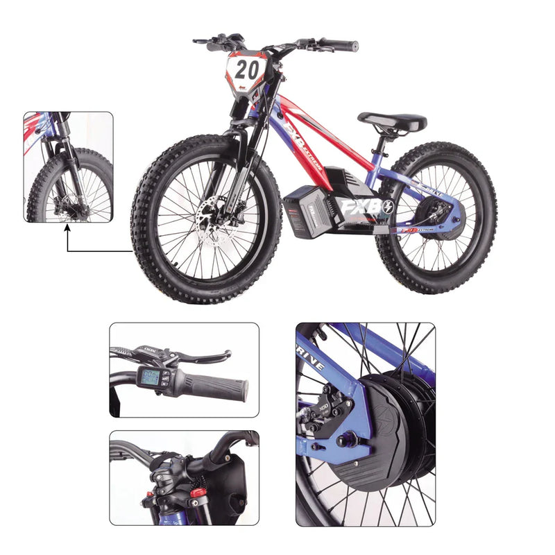 HKM-673683 20-inch Electric Balance Bike for Kids - 800W Hub Motor, 3-Speed, Foldable, Lightweight, Hydraulic Disc Brakes