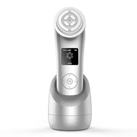 HKM-673683 Microcurrent Electroporation Beauty Device with Negative Ion and Radio Frequency - Portable Silver Instrument for Home Use