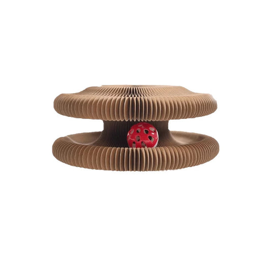 HKM-6737213 Accordion Cat Toy with Scratching Pad and Interactive Bell Ball for Playful Kittens