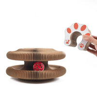 HKM-6737213 Accordion Cat Toy with Scratching Pad and Interactive Bell Ball for Playful Kittens