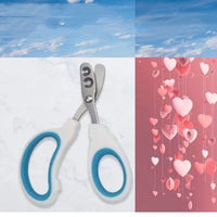 HKM-6737725 Double Hole Blind Scissors for Pet Nail Care - 105mm in Pink, Blue, and Orange