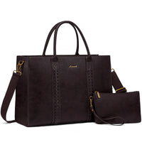HKM-673811 Large Waterproof PU Leather Laptop Tote Bag for Business Professionals