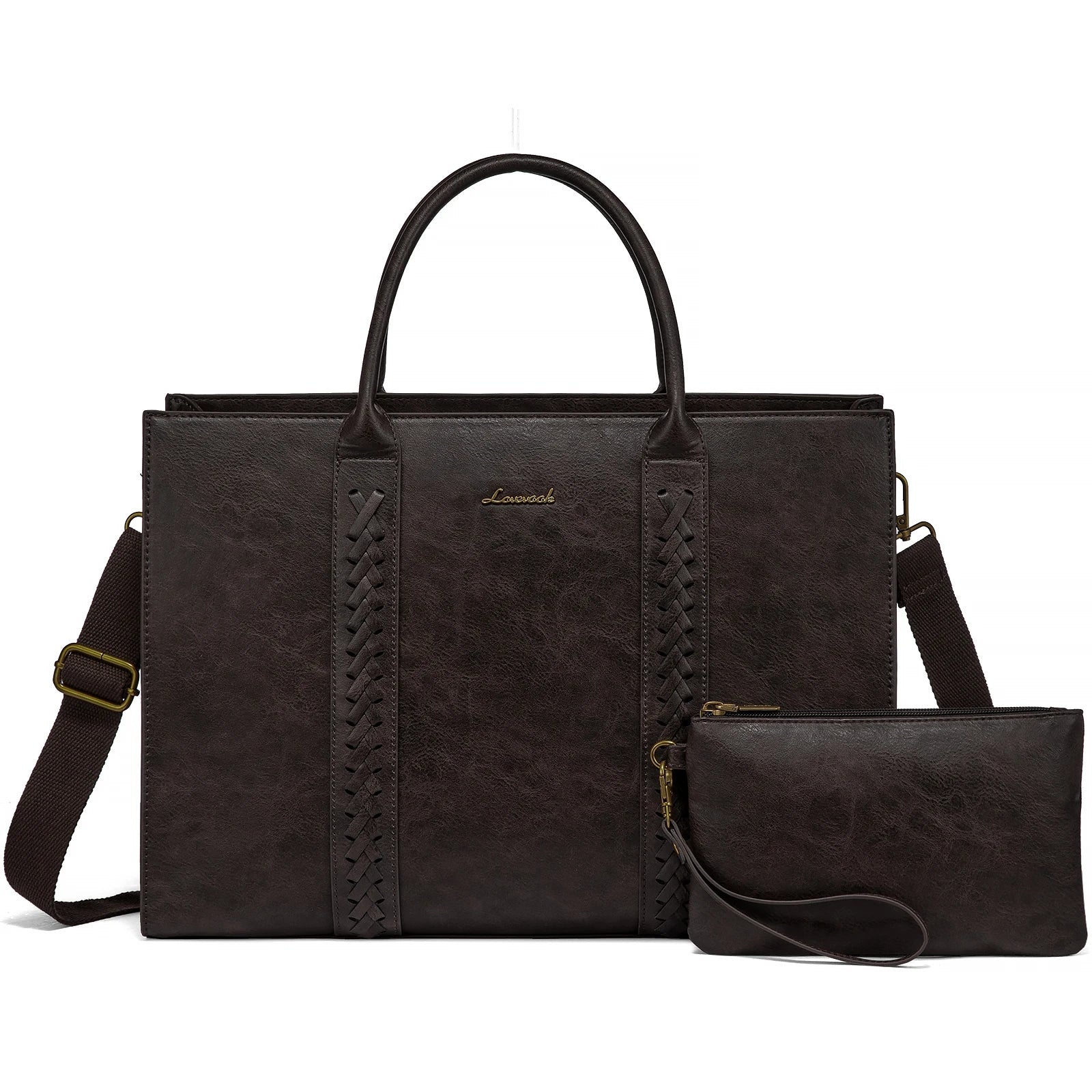 HKM-673811 Large Waterproof PU Leather Laptop Tote Bag for Business Professionals