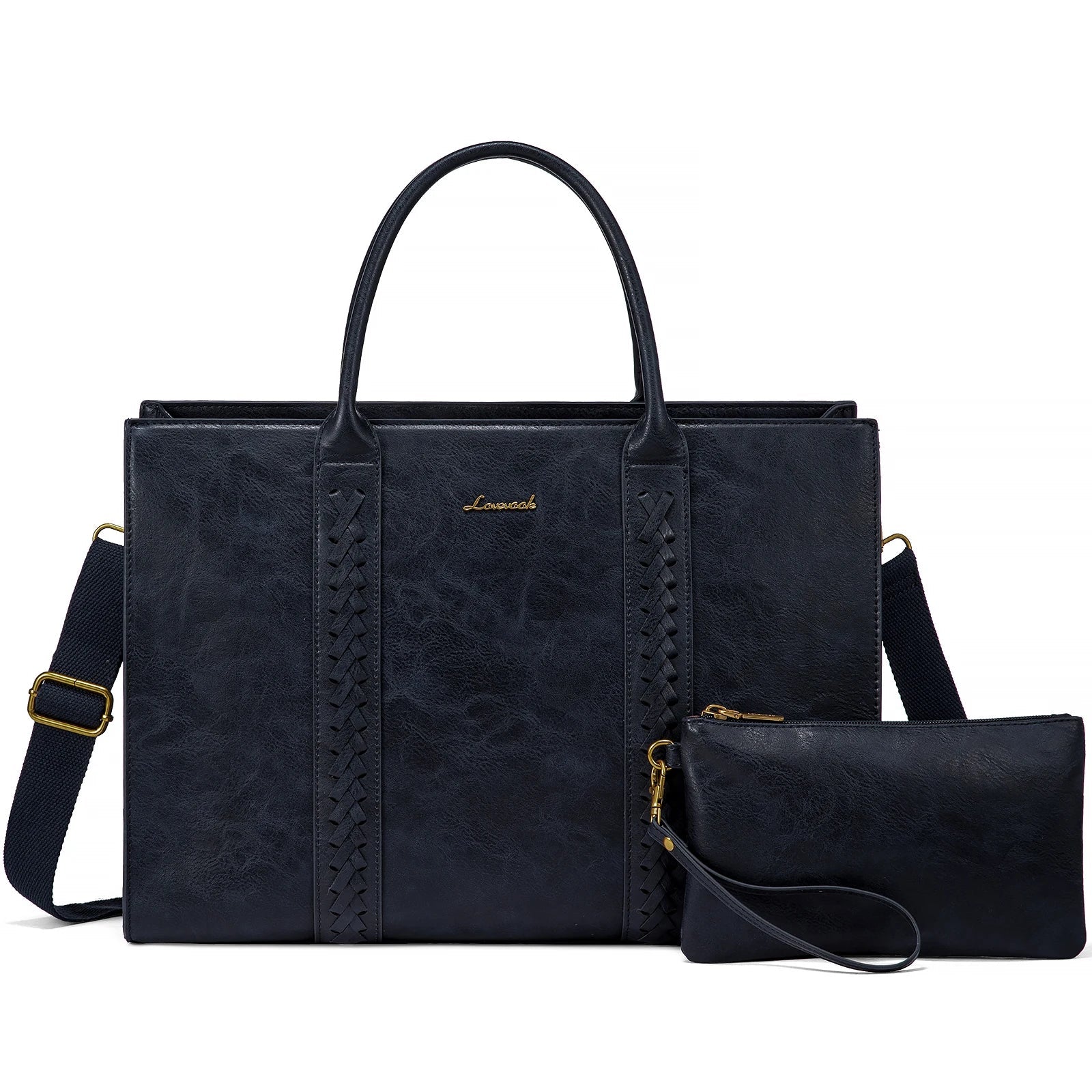 HKM-673811 Large Waterproof PU Leather Laptop Tote Bag for Business Professionals