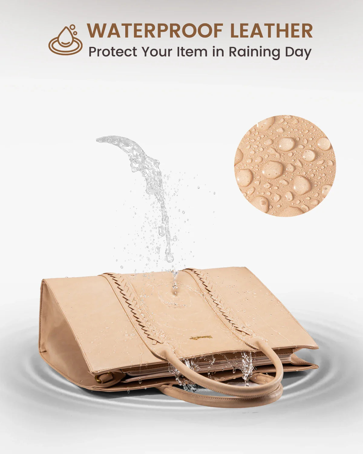 HKM-673811 Large Waterproof PU Leather Laptop Tote Bag for Business Professionals