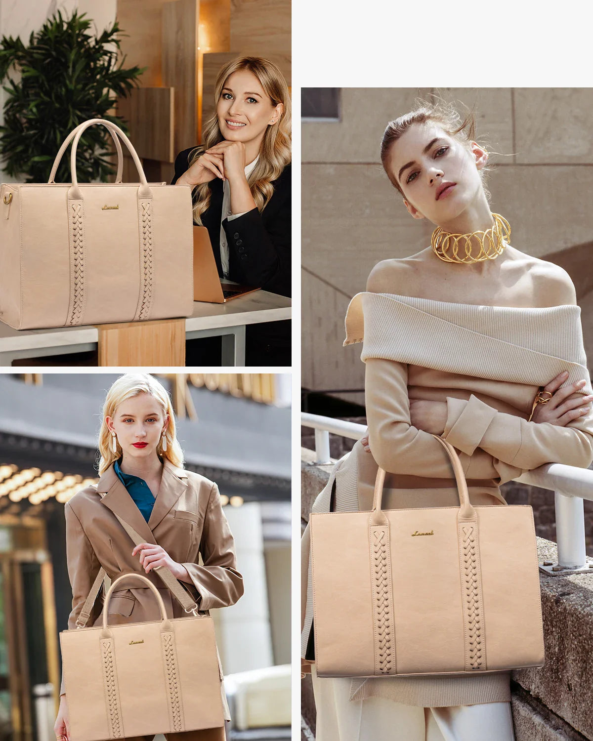 HKM-673811 Large Waterproof PU Leather Laptop Tote Bag for Business Professionals